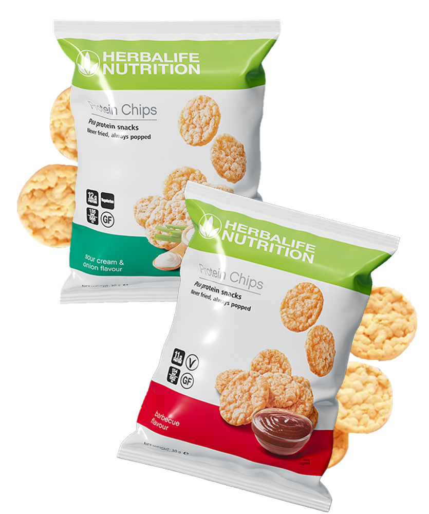 Bezglutēna proteīna čipsi – Herbalife barbekjū un skābā krējuma un sīpola garšās. Kraukšķīga un veselīga uzkoda ar augstu proteīna saturu