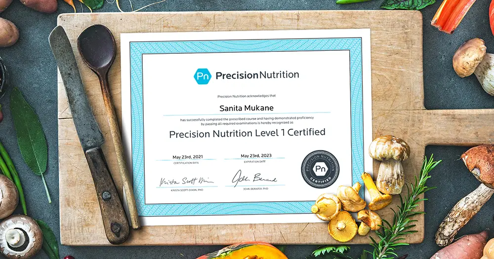 Precision Nutrition Level 1 uztura kouča sertifikāts