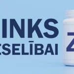 Cinka uztura bagātinātājs uz gaiši zila fona – Cinks veselībai un imunitātei